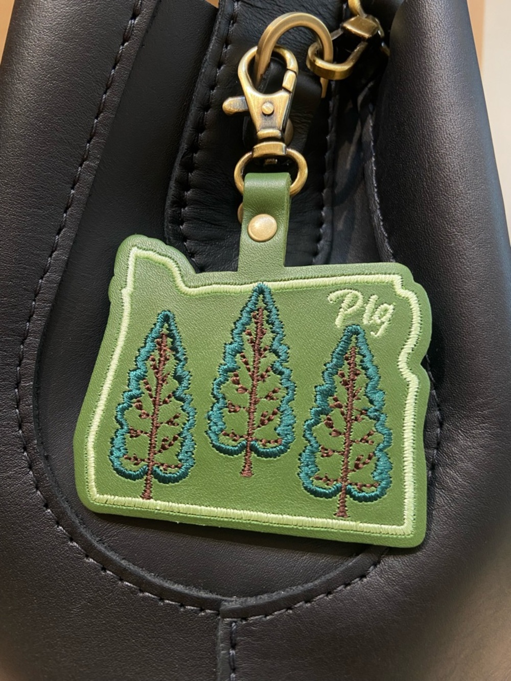 Portland Leather Bag Charm in Cactus Bag Flair - NEW